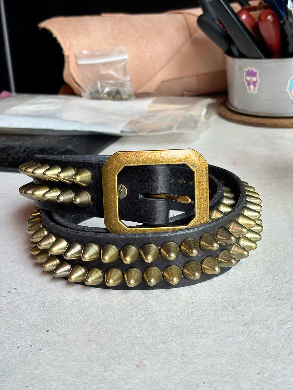 BRASS 77 BLACK LEATHER BELT