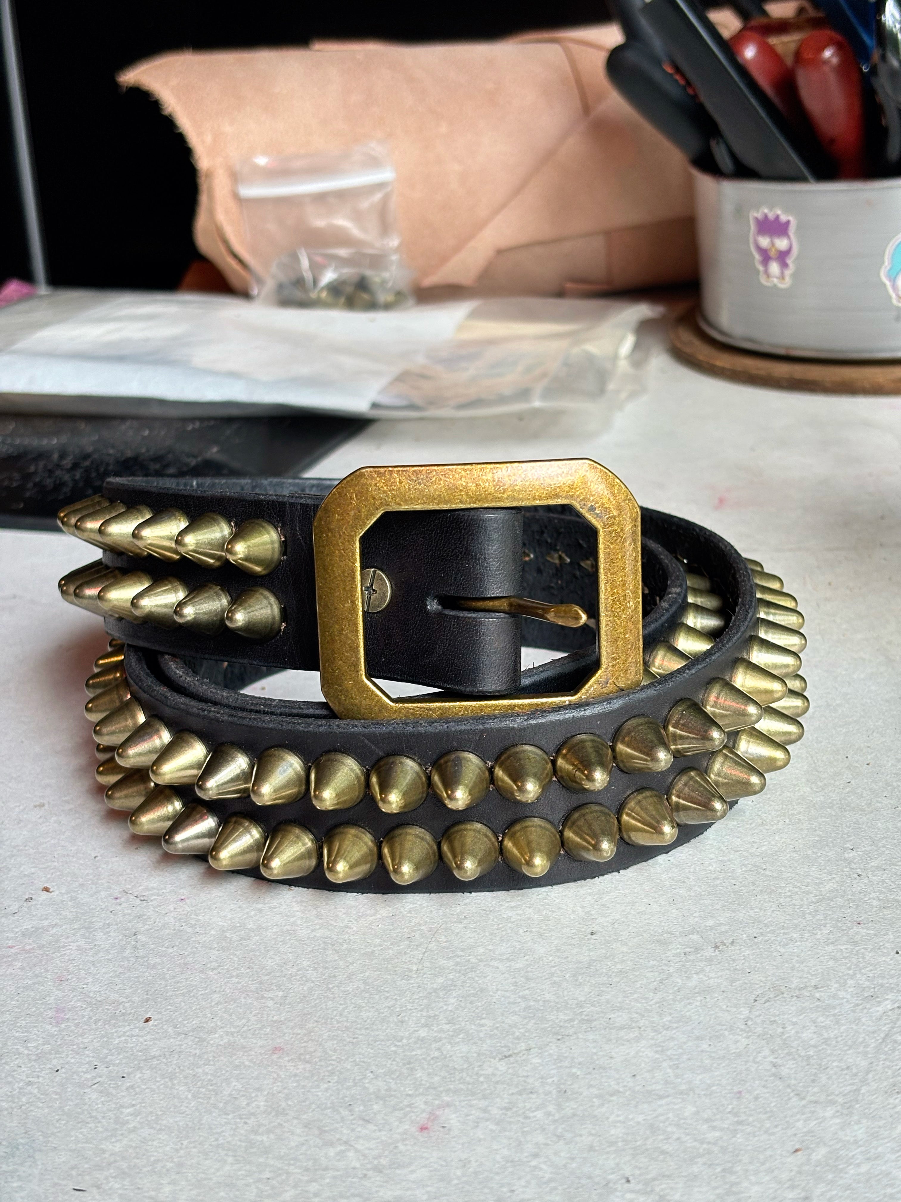BRASS 77 BLACK LEATHER BELT